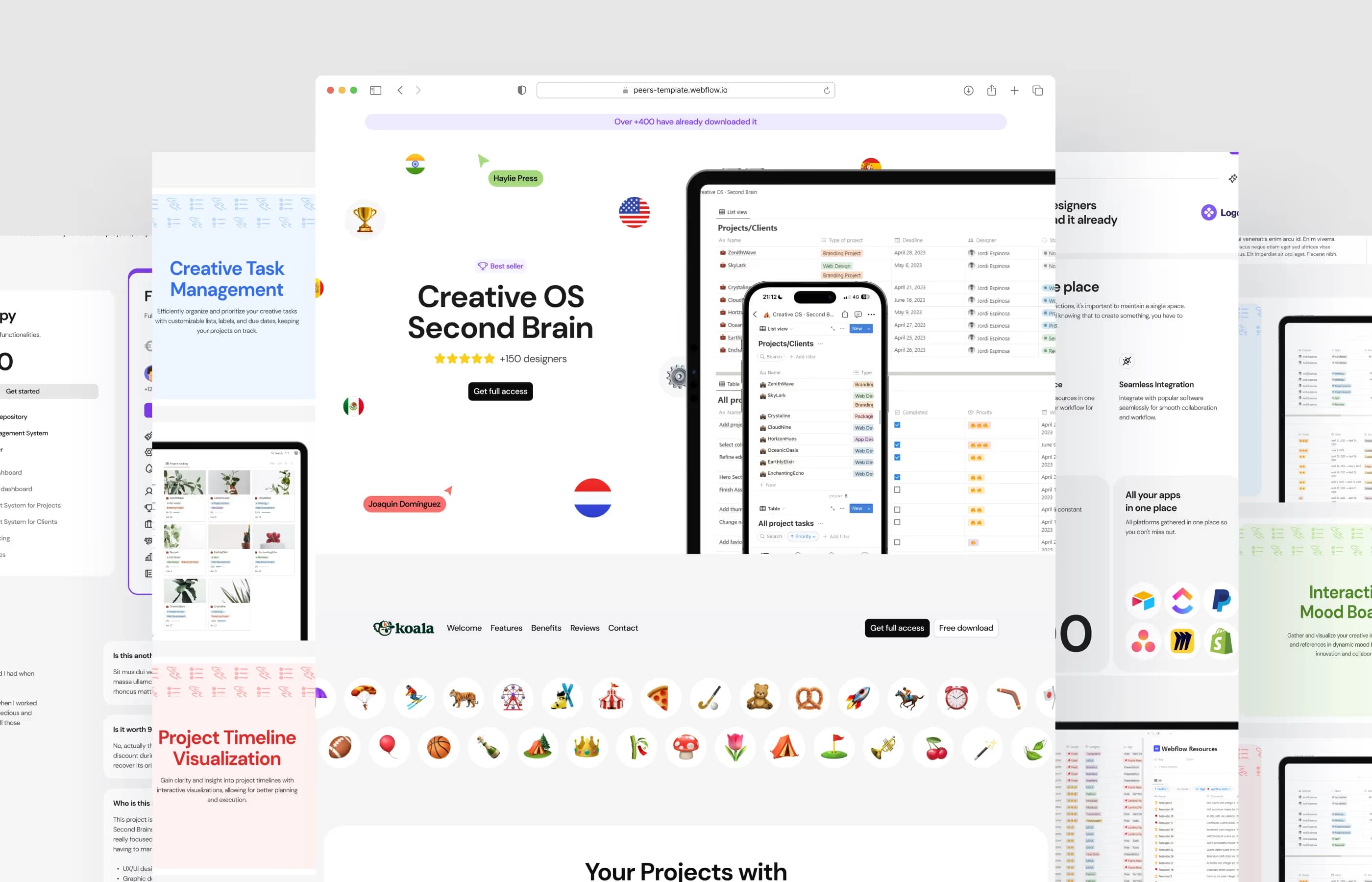 Creative Os template, main screen