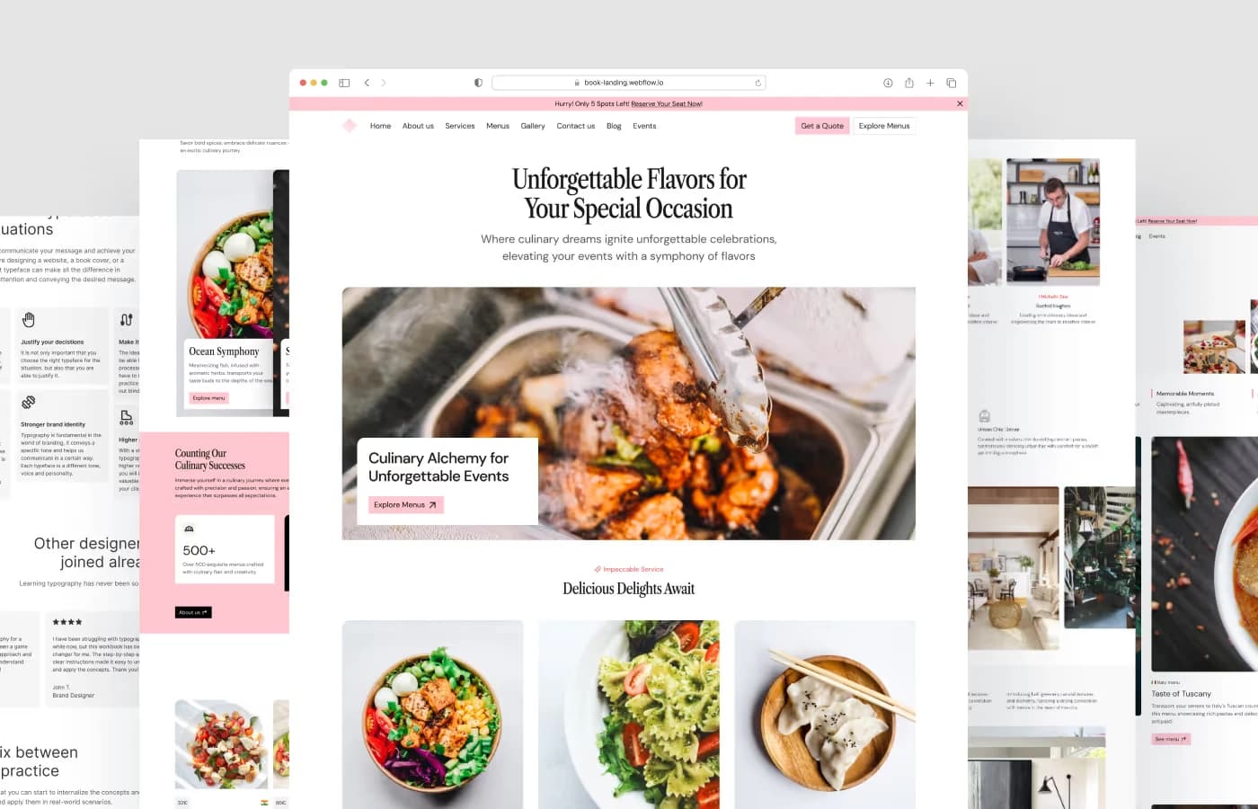 Fusion Flare · Catering Website template, main screen
