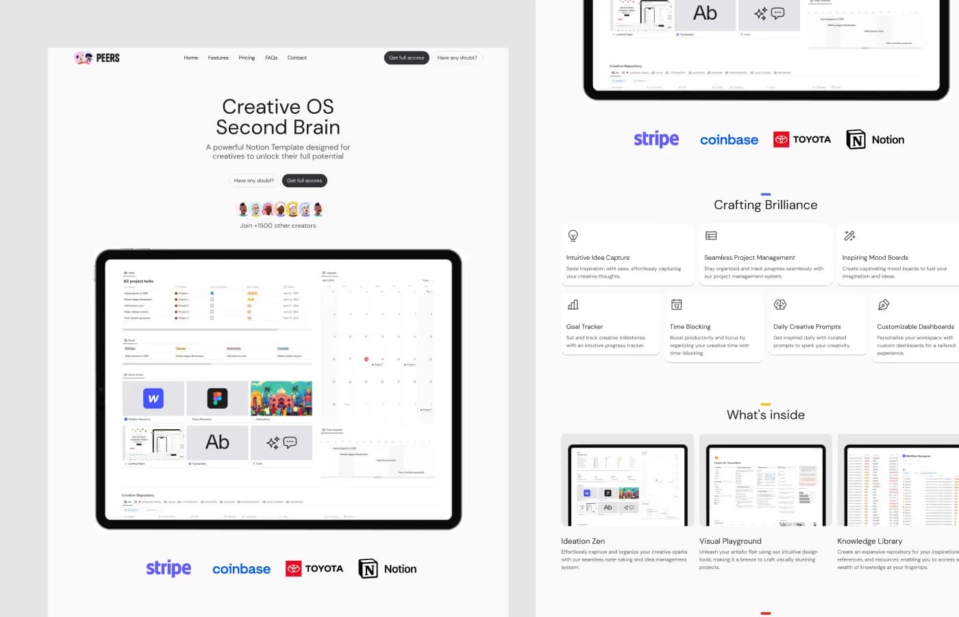 Peers Builder · Notion Creators template, screen 2