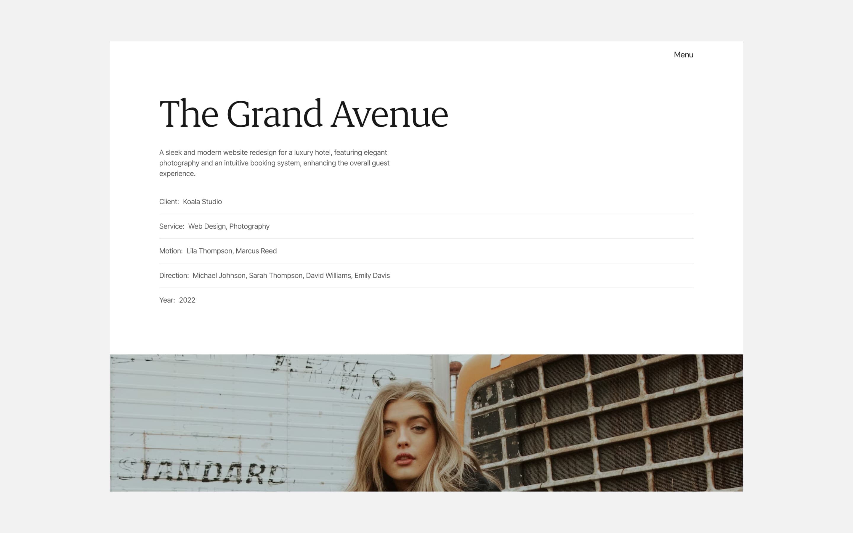 Creative Shutter template, screen 2