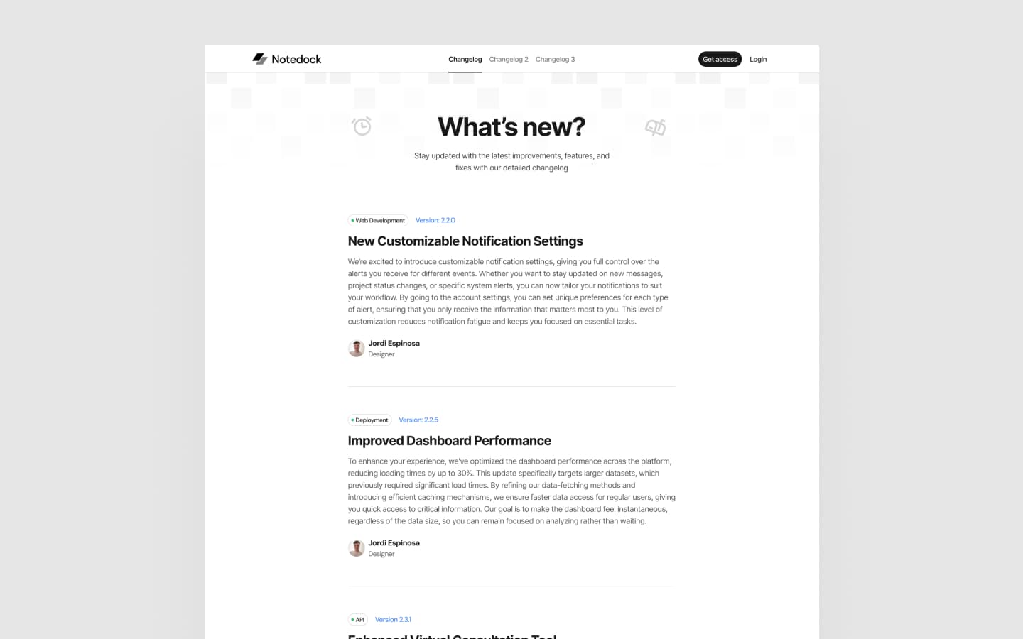 Notedock template, screen 3