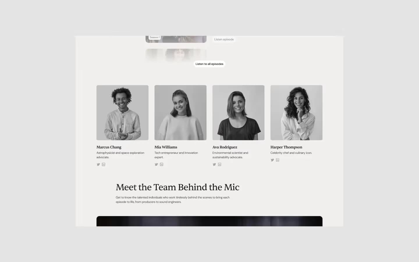 Podcast Hub template, screen 5