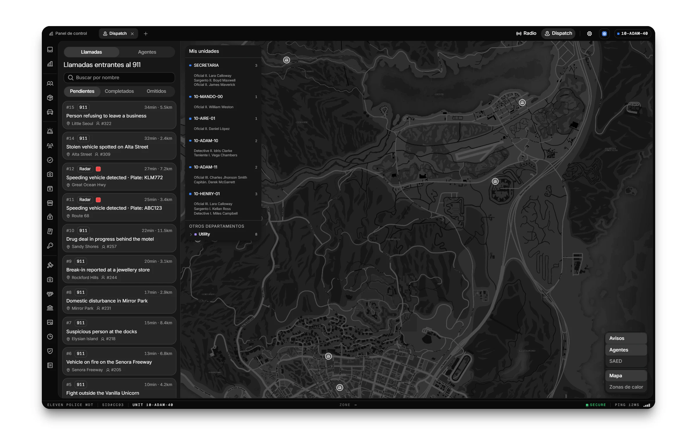 Eleven Police MDT template, screen 4