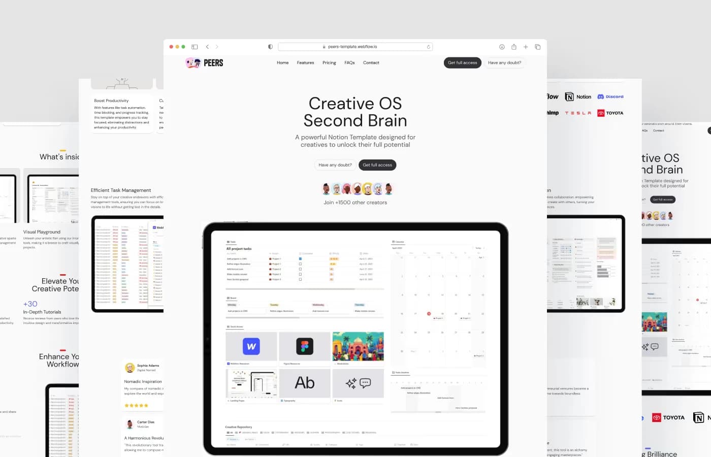 Peers Builder · Notion Creators template, main screen