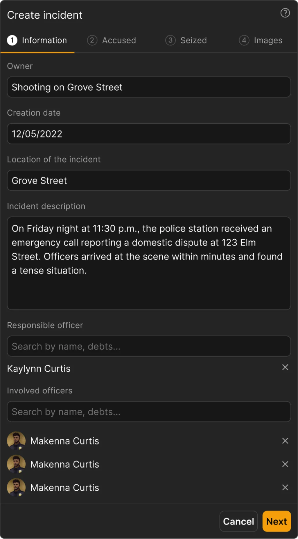 The incident composer