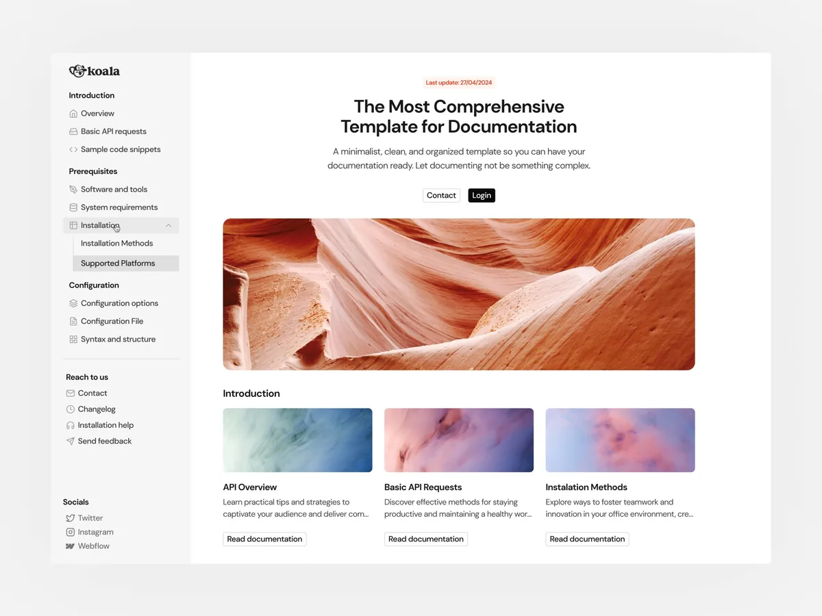 Website built with Koala UI, example 9